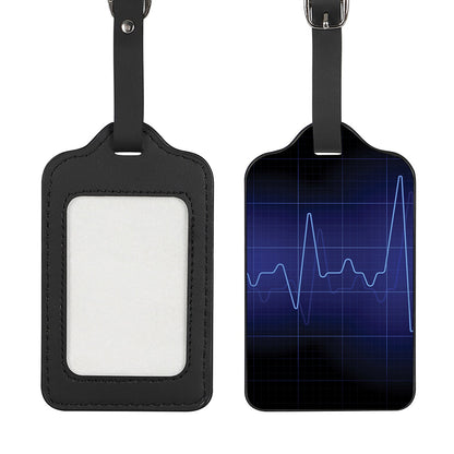 Blue Heartbeat Print Luggage Tag