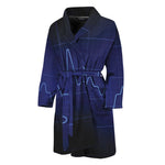 Blue Heartbeat Print Men's Bathrobe