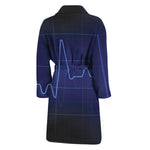 Blue Heartbeat Print Men's Bathrobe