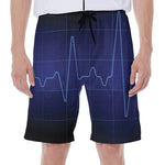 Blue Heartbeat Print Men's Beach Shorts