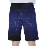 Blue Heartbeat Print Men's Beach Shorts