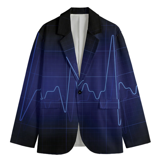 Blue Heartbeat Print Men's Blazer