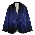 Blue Heartbeat Print Men's Blazer