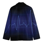 Blue Heartbeat Print Men's Blazer