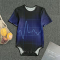Blue Heartbeat Print Men's Bodysuit
