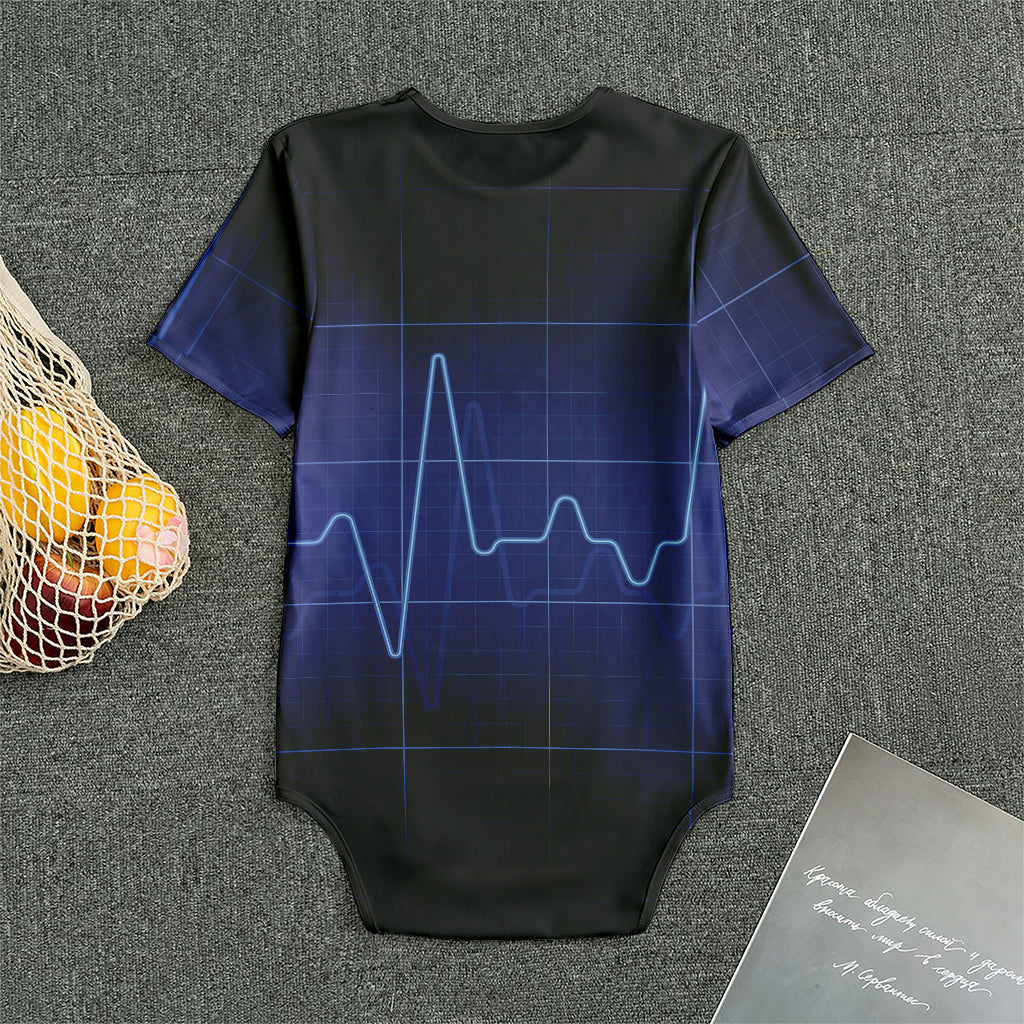Blue Heartbeat Print Men's Bodysuit