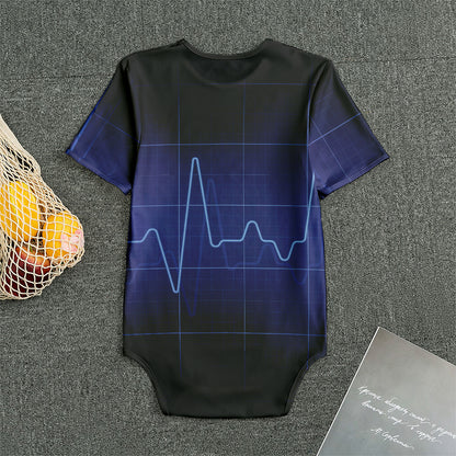 Blue Heartbeat Print Men's Bodysuit