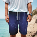 Blue Heartbeat Print Men's Cargo Shorts