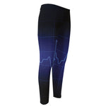 Blue Heartbeat Print Men's Compression Pants