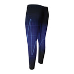 Blue Heartbeat Print Men's Compression Pants