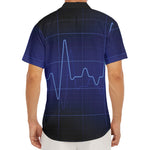 Blue Heartbeat Print Men's Deep V-Neck Shirt