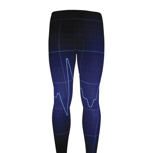 Blue Heartbeat Print Men's leggings
