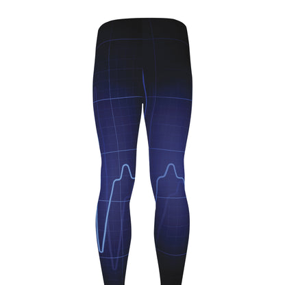 Blue Heartbeat Print Men's leggings