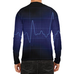 Blue Heartbeat Print Men's Long Sleeve Rash Guard