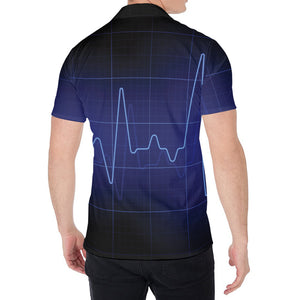 Blue Heartbeat Print Men's Shirt
