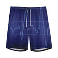 Blue Heartbeat Print Men's Athletic Shorts