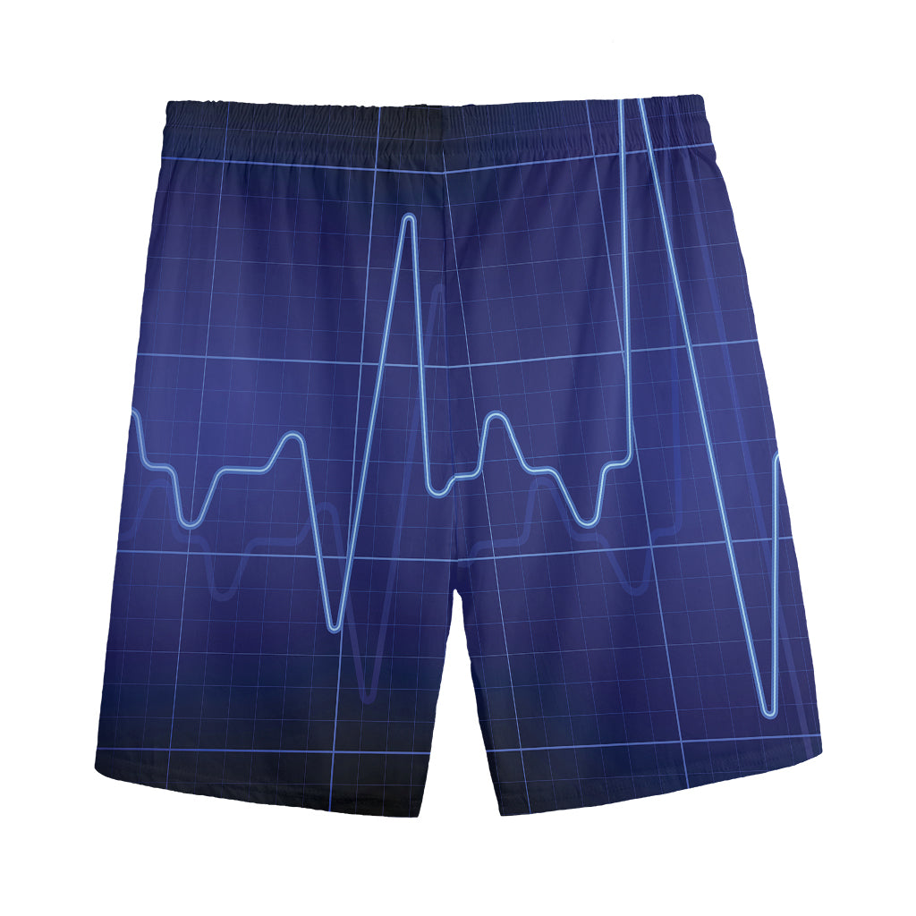 Blue Heartbeat Print Men's Sports Shorts