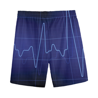 Blue Heartbeat Print Men's Sports Shorts