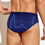 Blue Heartbeat Print Men's Swim Briefs