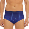 Blue Heartbeat Print Men's Triangle Swim Briefs