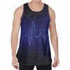 Blue Heartbeat Print Men's Velvet Tank Top