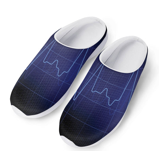 Blue Heartbeat Print Mesh Casual Shoes