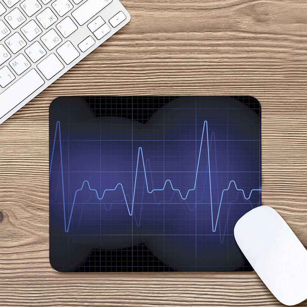 Blue Heartbeat Print Mouse Pad