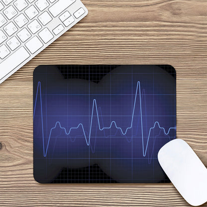 Blue Heartbeat Print Mouse Pad