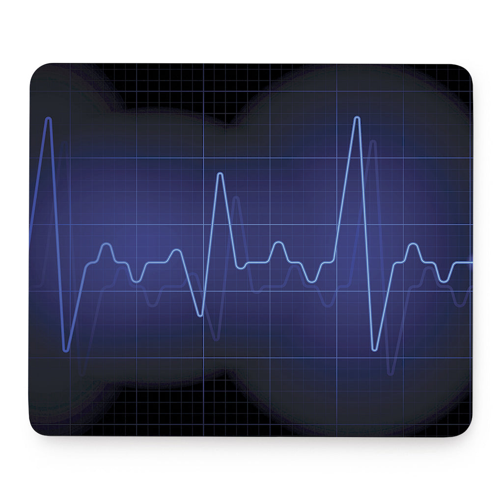 Blue Heartbeat Print Mouse Pad