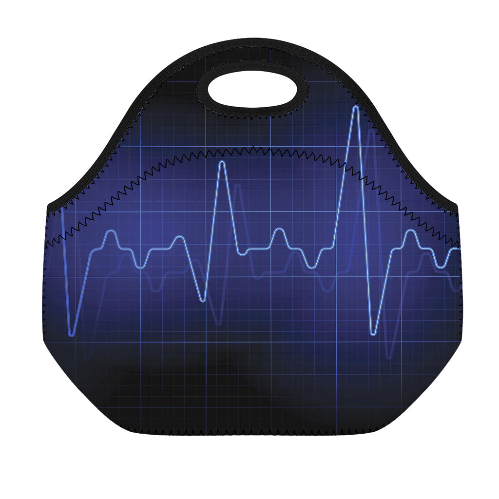 Blue Heartbeat Print Neoprene Lunch Bag