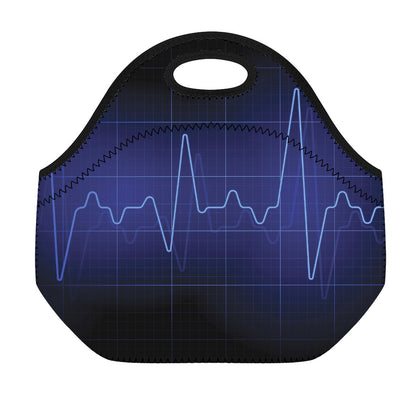Blue Heartbeat Print Neoprene Lunch Bag