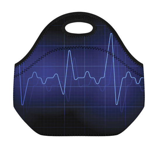 Blue Heartbeat Print Neoprene Lunch Bag
