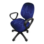 Blue Heartbeat Print Office Chair Cover