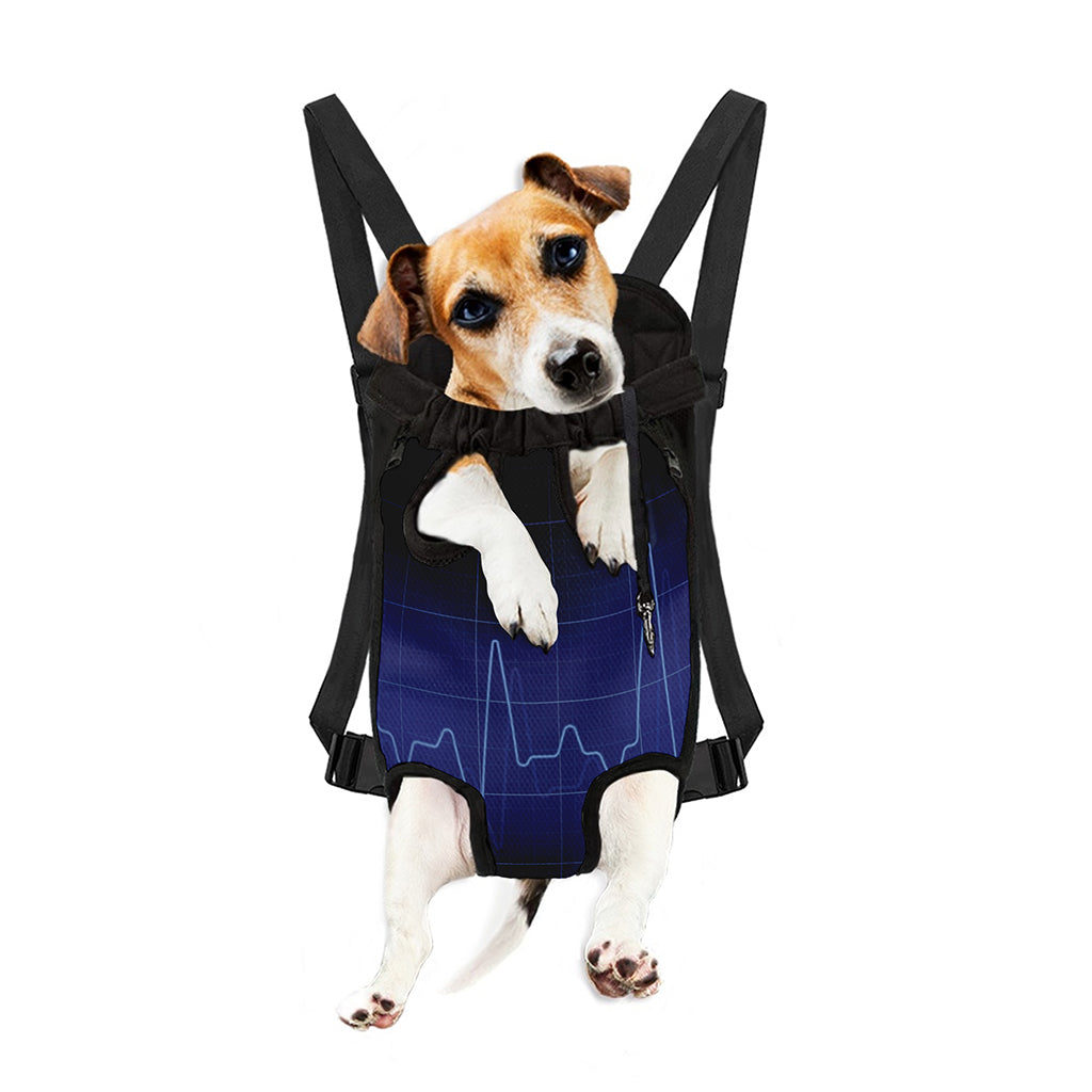 Blue Heartbeat Print Pet Carrier Backpack