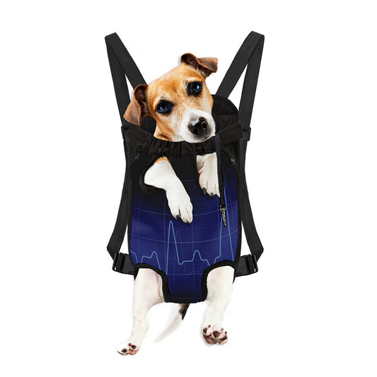 Blue Heartbeat Print Pet Carrier Backpack