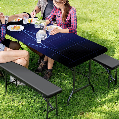 Blue Heartbeat Print Picnic Table Cover
