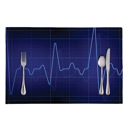 Blue Heartbeat Print Placemat