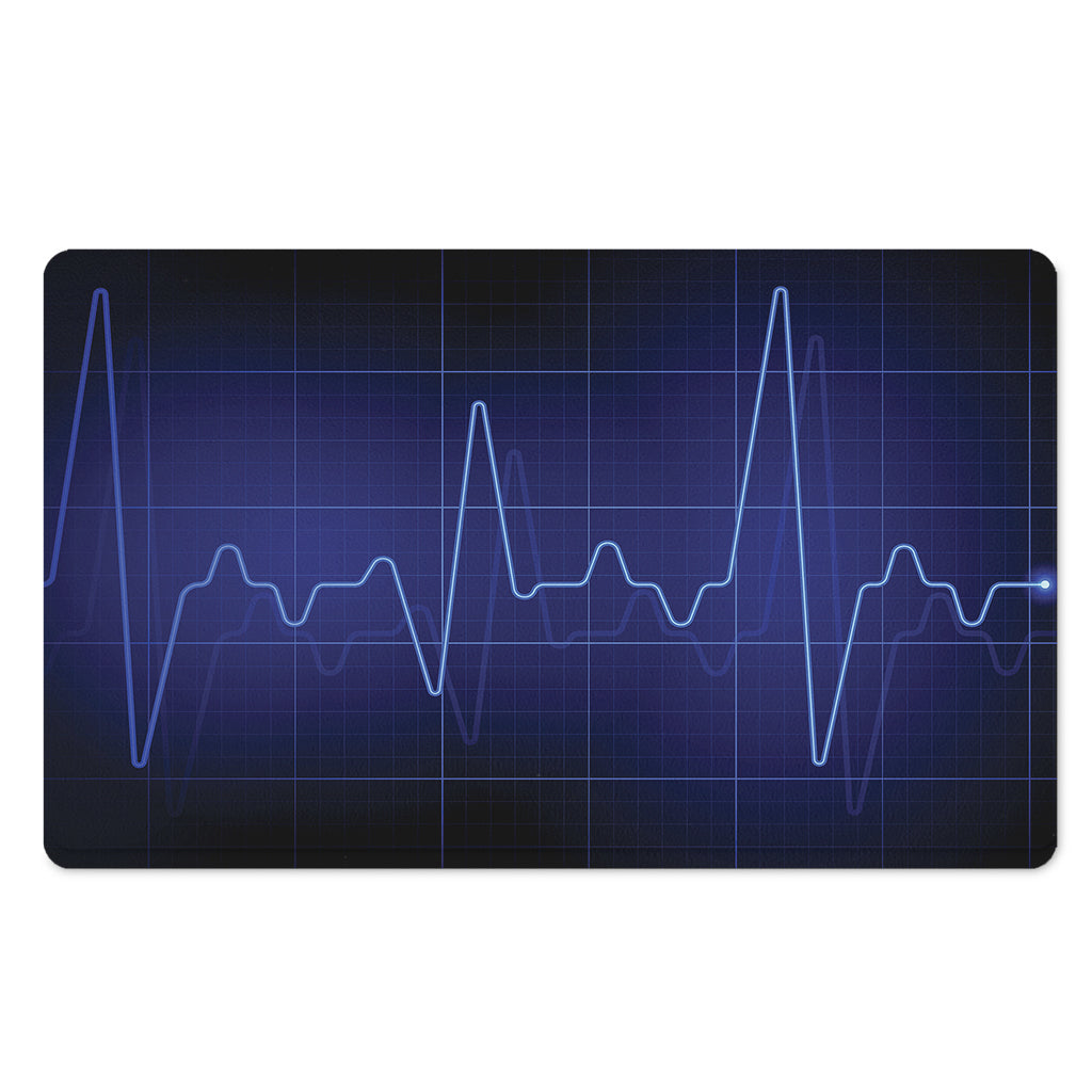 Blue Heartbeat Print Polyester Doormat
