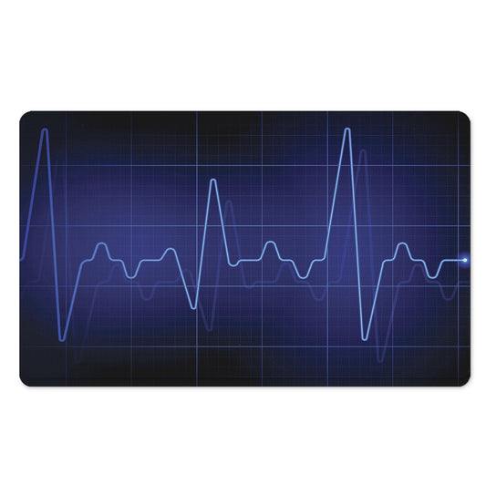 Blue Heartbeat Print Polyester Doormat