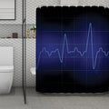 Blue Heartbeat Print Polyester Shower Curtain