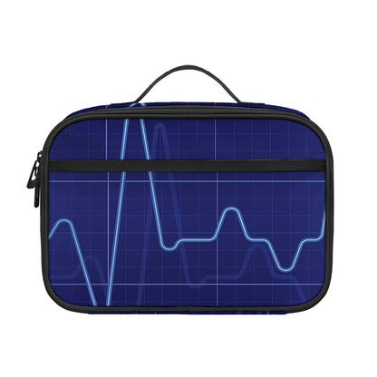 Blue Heartbeat Print Portable Lunch Bag