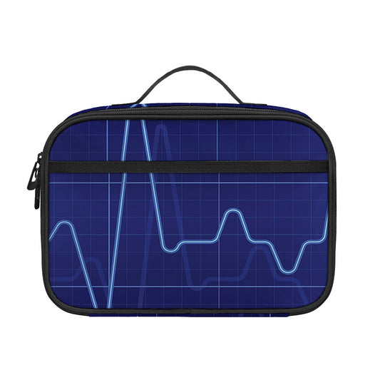 Blue Heartbeat Print Portable Lunch Bag
