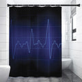 Blue Heartbeat Print Premium Shower Curtain
