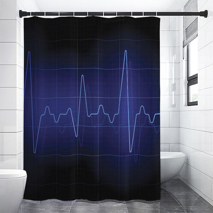 Blue Heartbeat Print Premium Shower Curtain