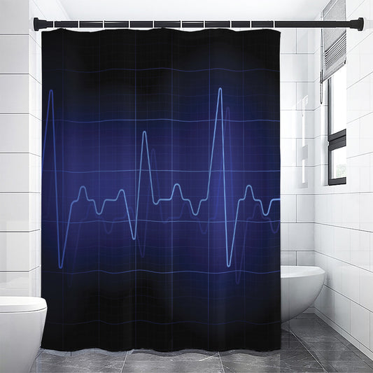 Blue Heartbeat Print Premium Shower Curtain