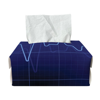 Blue Heartbeat Print Rectangle Tissue Box Cover