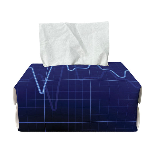 Blue Heartbeat Print Rectangle Tissue Box Cover
