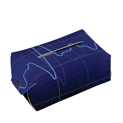 Blue Heartbeat Print Rectangle Tissue Box Cover