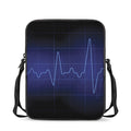 Blue Heartbeat Print Rectangular Crossbody Bag