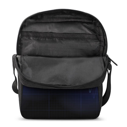 Blue Heartbeat Print Rectangular Crossbody Bag